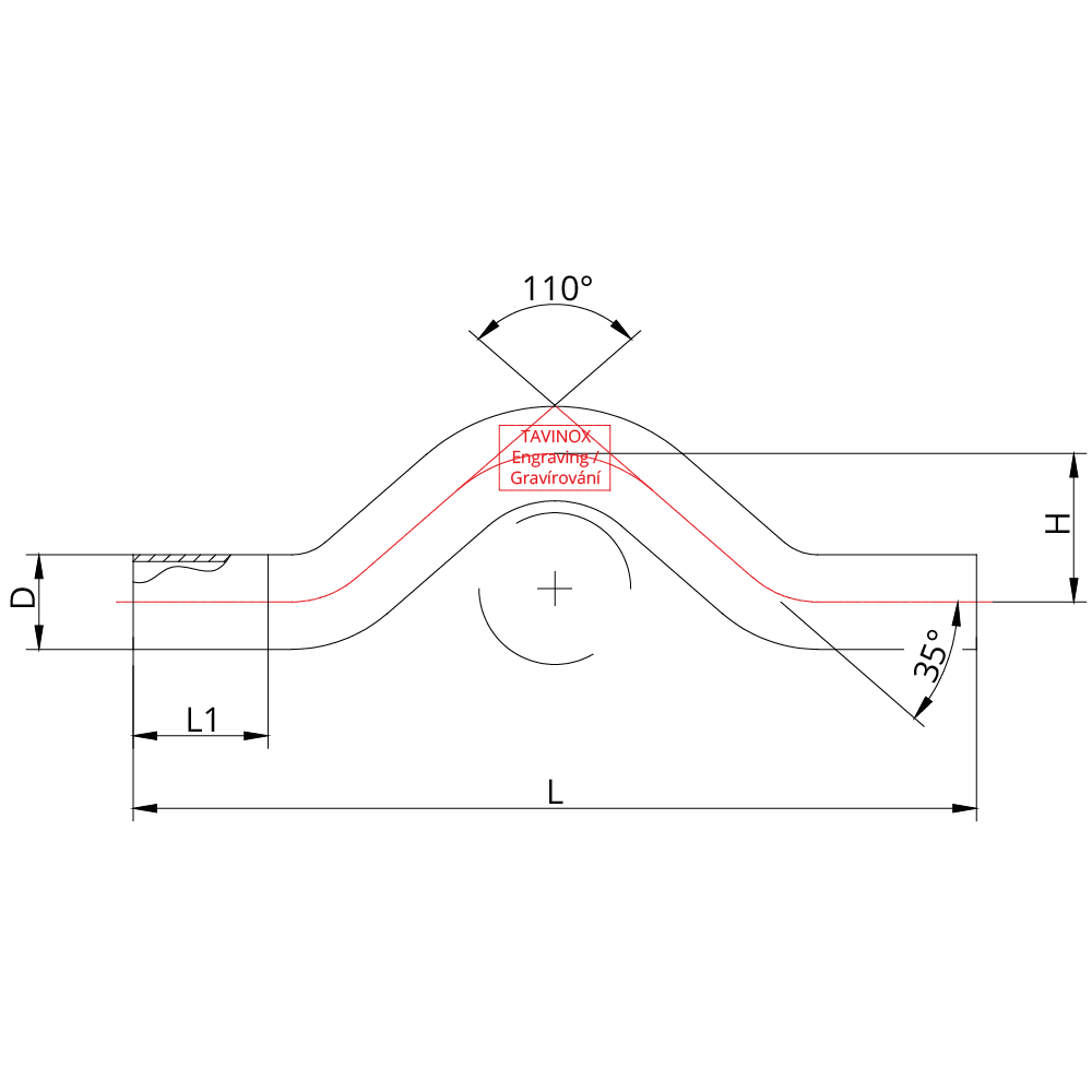 TAVINOX PRESS Křížení (MxM) — technický nákres