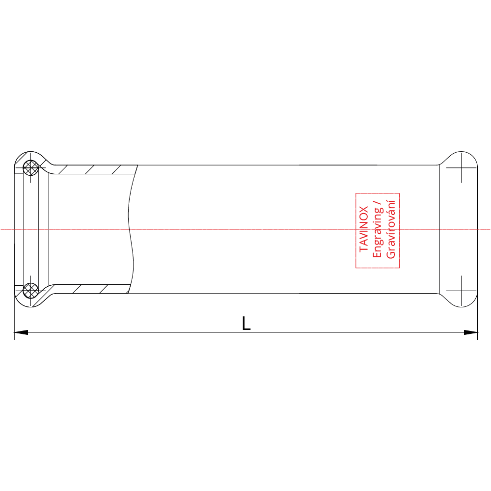 TAVINOX PRESS Nátrubek přesuvný — technický nákres